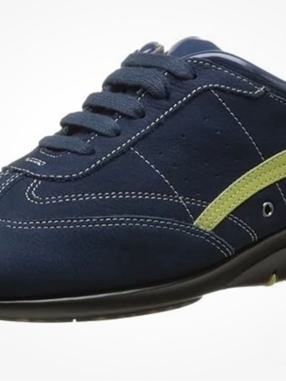 Aerosoles Womens Navy Lace-Up Suede Casual Sneakers with Yellow Accent